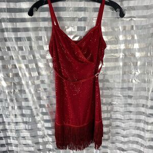 Curtain Call Costumes Red Sequin/Fringe Dancewear